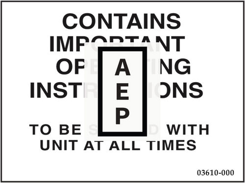 Upright 03610-000 Decal, Contains Important Operating Instructions