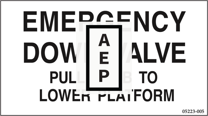 Upright 05223-005 Label, emergency Down