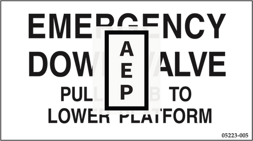 Upright 05223-005 Label, emergency Down