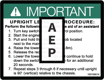 JLG 1001096141 Decal Important Manual Decent