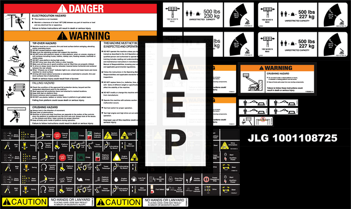 JLG 1001108725 Decal Kit Platf Aj Sj