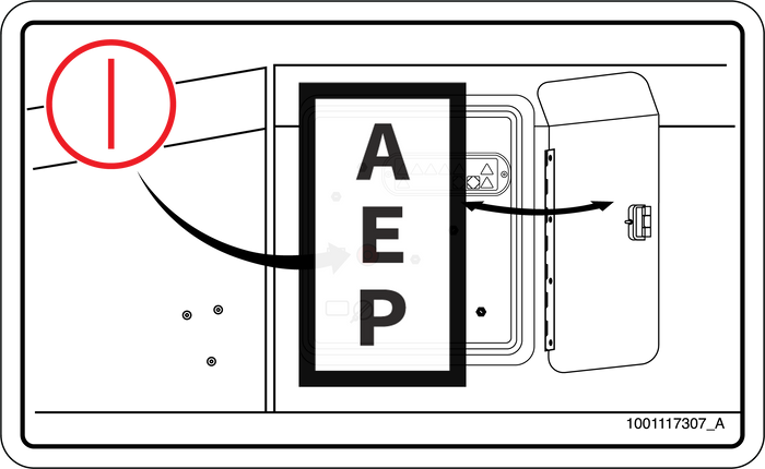 JLG 1001117307 Decal Emergency Stop