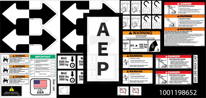 JLG 1001198652 Decal Kit Service E300A Aj Ajp Dec