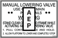JLG 1701553 Decal Manual Lowering