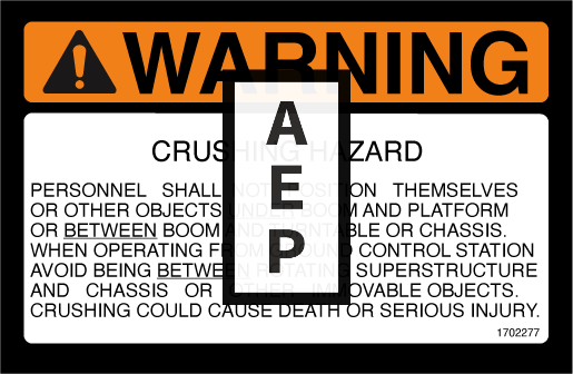 JLG 1702277 Decal Crush Hazard