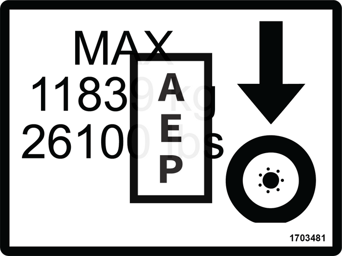 JLG 1703481 Decal Max Tire Load