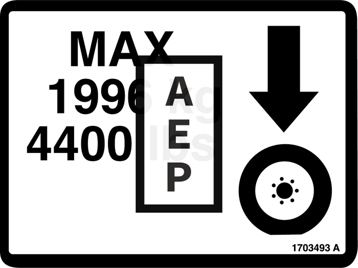 JLG 1703493 Decal Max Whl Load