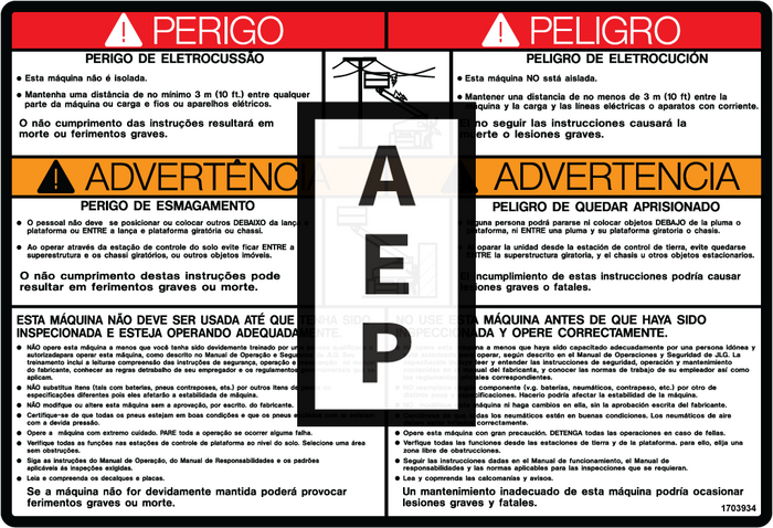 JLG 1703934 Decal Warning Mtb Lat