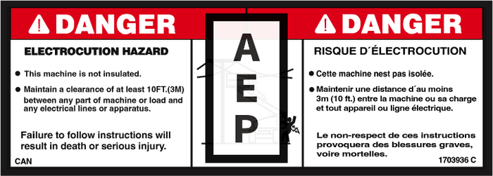 JLG 1703936 Decal Danger Can