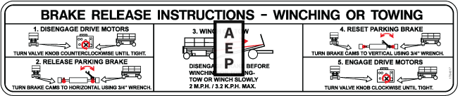 JLG 1704017 Decal Towing Winching Instr