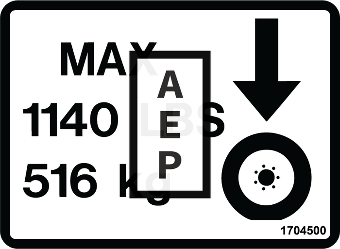 JLG 1704500 Decal Wheel Loadd L B J Chi