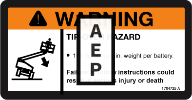 JLG 1704725 Decal Tip Over Hazard Dom