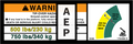 JLG 1704996 Decal 750# 500# Capacitydom