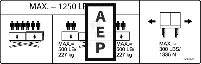 JLG 1705022 Decal Cap 1250Lb 568Kg Dual