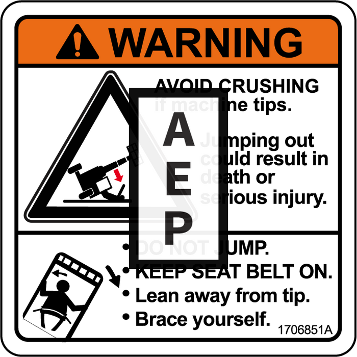 JLG 1706851 Decal Warning Do Not Jump