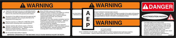 JLG 3252369 Decal Nameplate Warning Danger