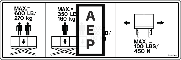 JLG 3252588 Decal Nameplate Capacity 600 Lb