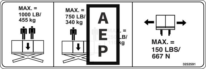 JLG 3252591 Decal Nameplate Capacity 1000 Lb