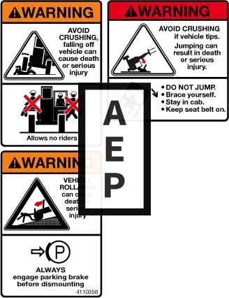 JLG 4110358 Decal Warning Avoid Crushing &