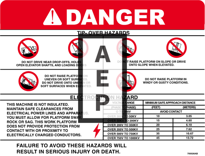Skyjack 700026 Decal Danger