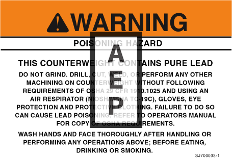 Skyjack 700033 Decal Lead Warning