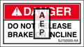 Skyjack 702005 Decal Danger Brake