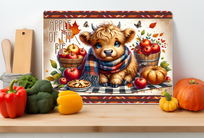 Apple of My Pie Cutting Board – Fall Highland Cow Kitchen Decor