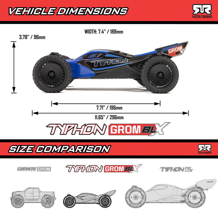 ARRMA Typhon Grom BLX red/black side profile outdoor