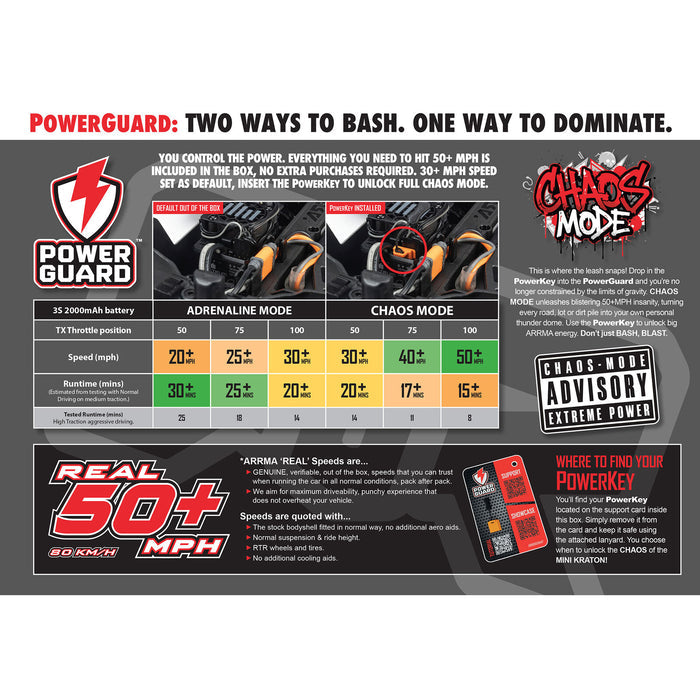 ARRMA 1/16 Mini Kraton 3S BLX - RTR electronics specs