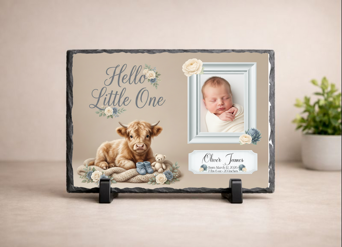 Baby Birth Announcement Slate– 6×8 | Personalized Stone Plaque with Your Image