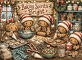 Baking Spirits Bright gingerbread family Christmas glass cutting board