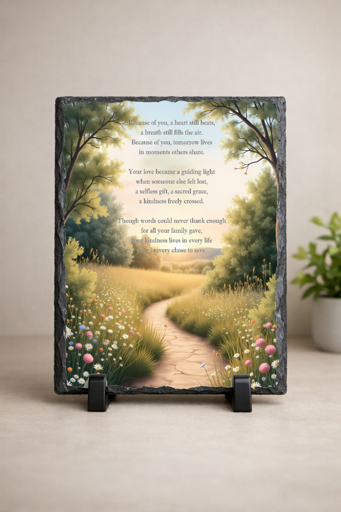 Because of You – Gift of Life Series Memorial Slate