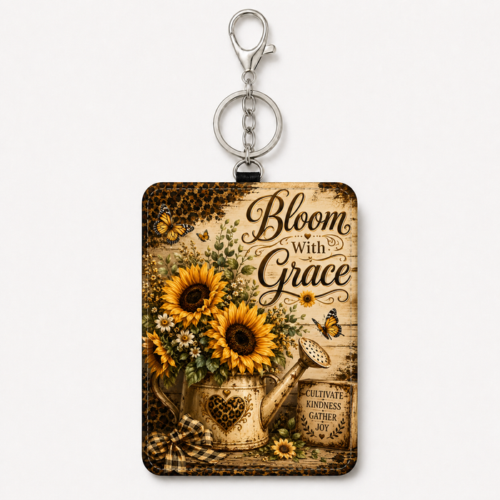 Bloom with Grace sunflower ID holder