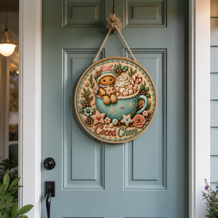 Christmas cocoa cheer door round