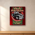 Dad’s Garage Repairs aluminum sign in a room mockup