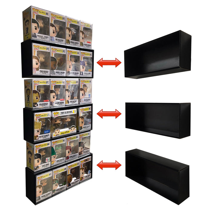 (DISCONTINUED) WRAITH REAPER - 3 Single Row Display Cases for Berserker Black Market, Wall Mountable & Stackable Designer Toy Shelf (Cardboard)