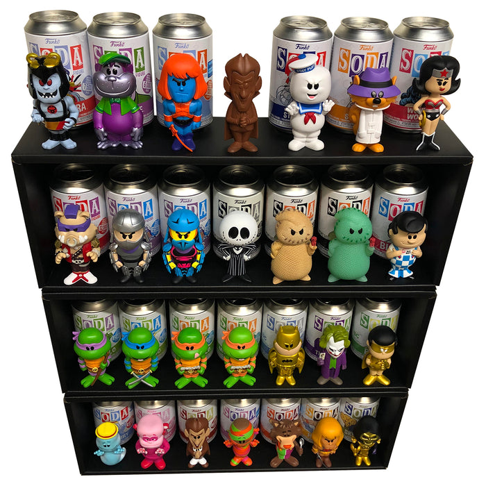 (DISCONTINUED) WRAITH REAPER - 3 Single Row Display Cases for Berserker Black Market, Wall Mountable & Stackable Designer Toy Shelf (Cardboard)