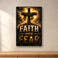 Faith Over Fear Eagle aluminum sign in a room mockup
