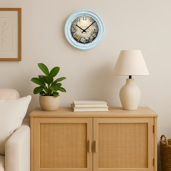 Floral Scripture-Inspired Wall Clock