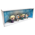 FROZEN - Single Row Display Case with Backdrop Insert, Wall Mountable & Stackable Pop Shelf, Corrugated Cardboard