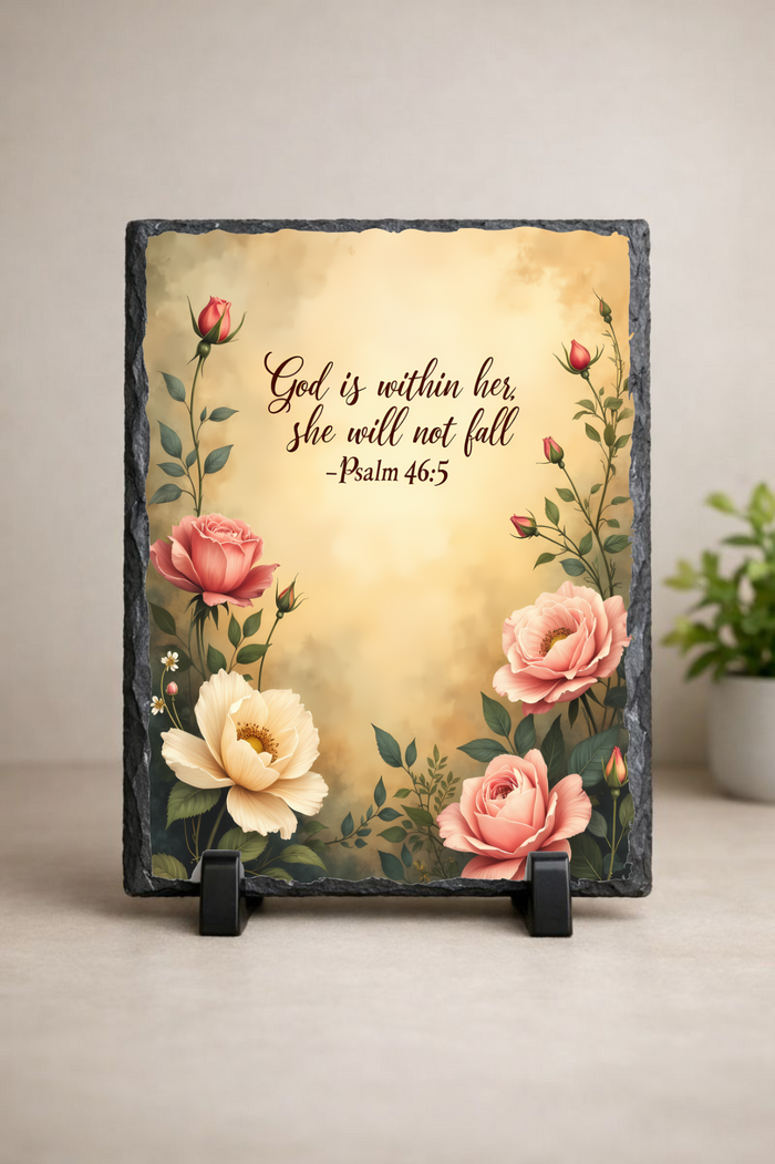“God Is Within Her, She Will Not Fall” Scripture Slate – Psalm 46:5