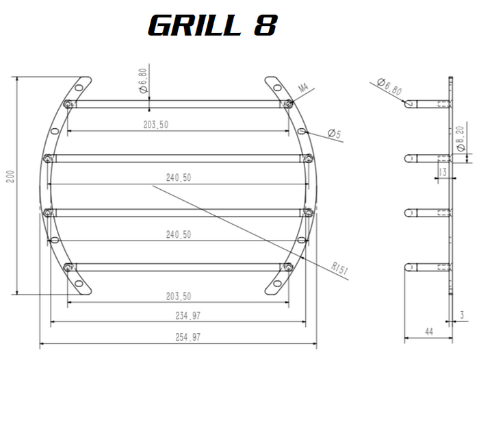 GRILL8 - 8" Deep Anodized Steel Protective Subwoofer Grill