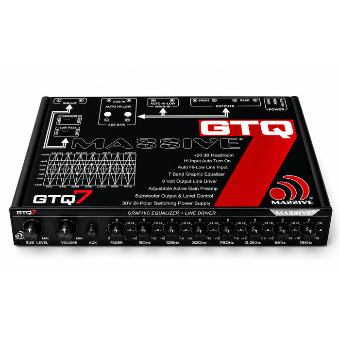 GTQ7 - 7 Band Car Audio Graphic Equalizer Auto Hi-Low Input