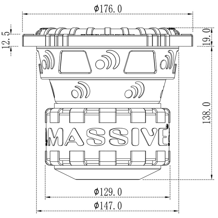 GTR62 - 6.5" 400 Watts RMS Dual 2 Ohm Subwoofer With Grill