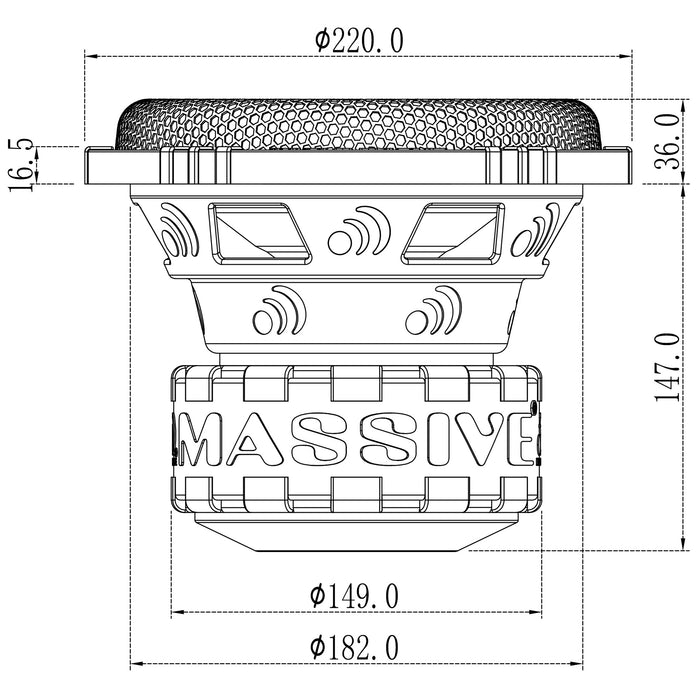 GTR82 - 8" 600 Watts RMS Dual 2 Ohm Subwoofer with Grill