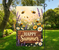 Happy Summer Bees & Wildflowers-12 × 18 Garden Flag (Single-Sided)