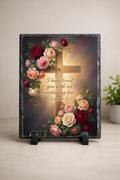 “I Have Loved You With an Everlasting Love” – Jeremiah 31:3 Floral Cross Slate