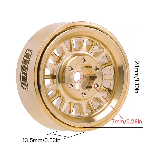 INJORA 1.0 Plus Brass Beadlock Wheels 3.75mm Offset