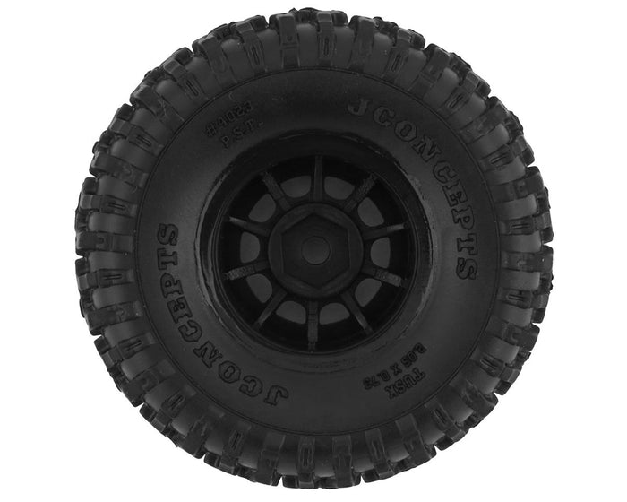 JConcepts Tusk 1.0" Pre-Mounted Tires w/Hazard Wheel (Black) (4) (Gold) w/7mm Hex