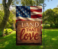 Land That I Love Garden Flag 12×18 – Rustic Patriotic (Single-Sided)